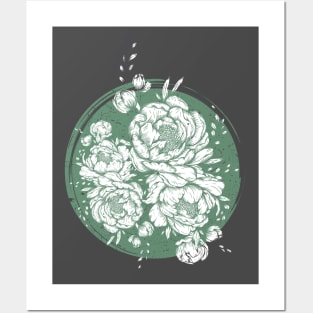 Distressed Green Flowers Posters and Art